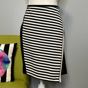 White House Black Market WHBM Striped Asymmetrical Hem Straight Pencil Skirt 6
